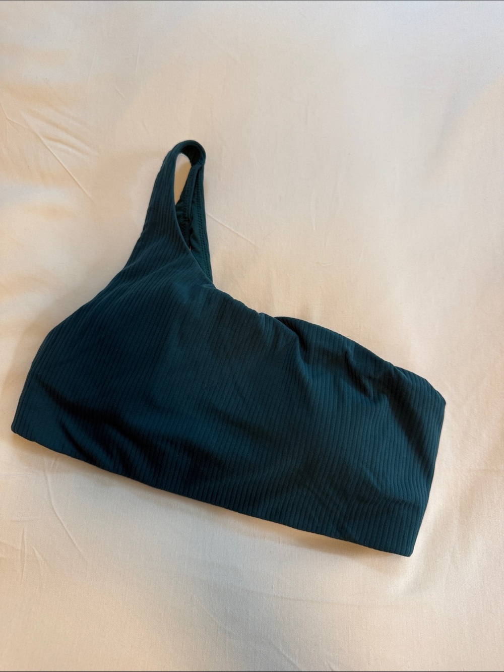 lululemon athletica One-Shoulder Ribbed Sports Bra in Dark Teal
